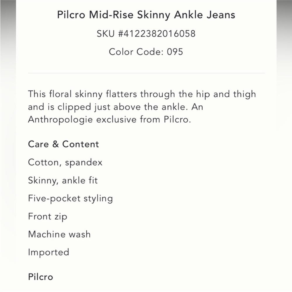 Anthropologie Mid Rise Skinny Jeans with floral print - Picture 5 of 16